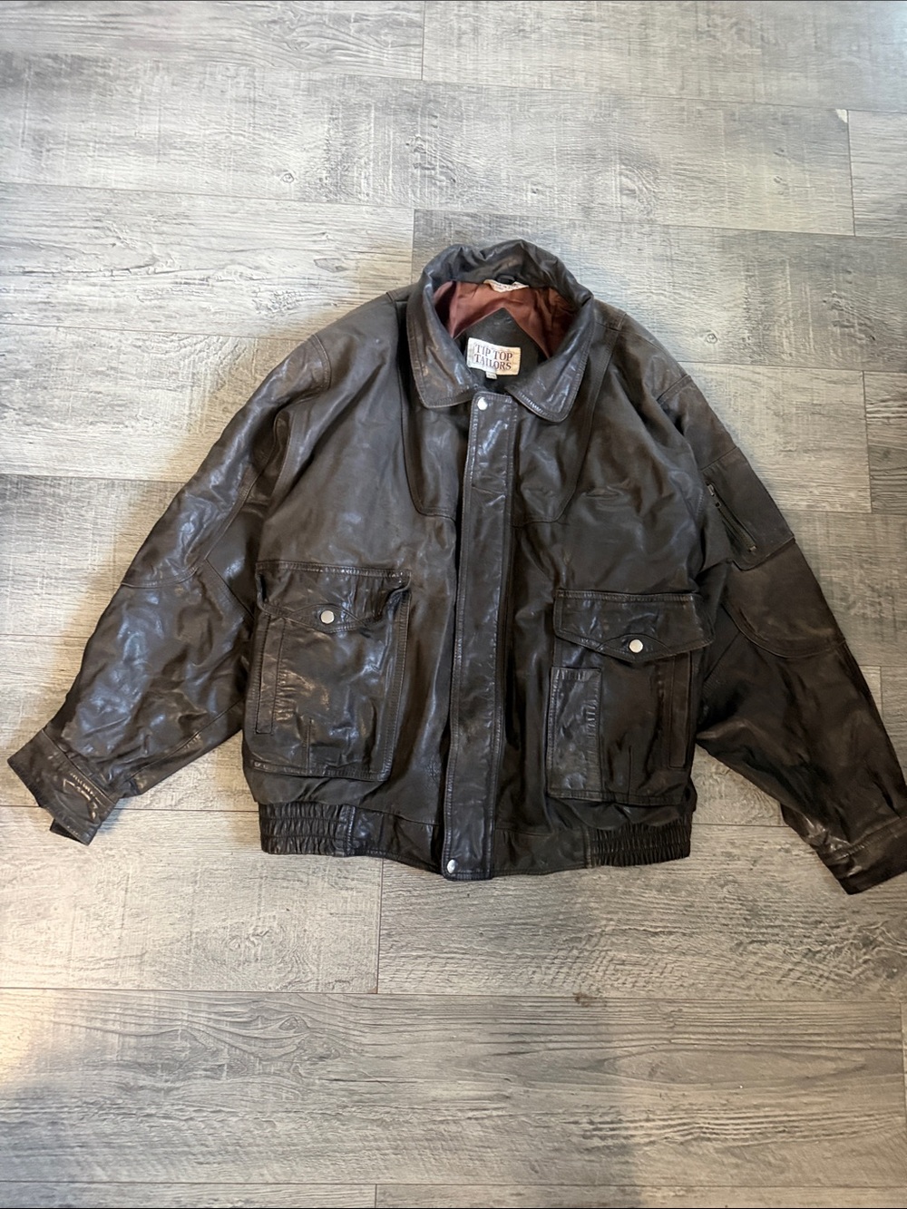 Vintage Brown Real Leather Bomber Jacket -